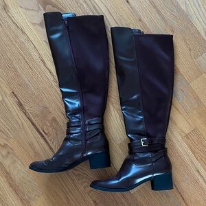 Elegant chocolate Brown stretchy Knee-High Boots